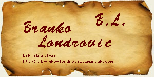 Branko Londrović vizit kartica
